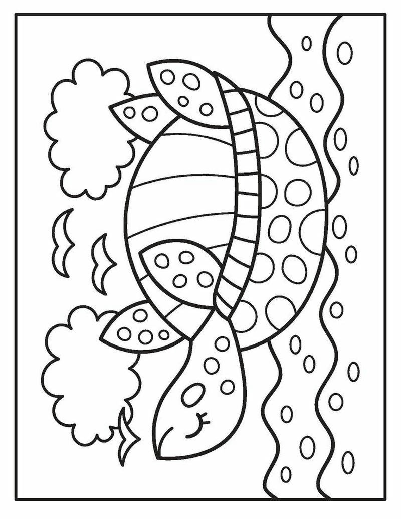 Tranh tô màu con rùa nét vẽ rõ ràng dễ sử dụng