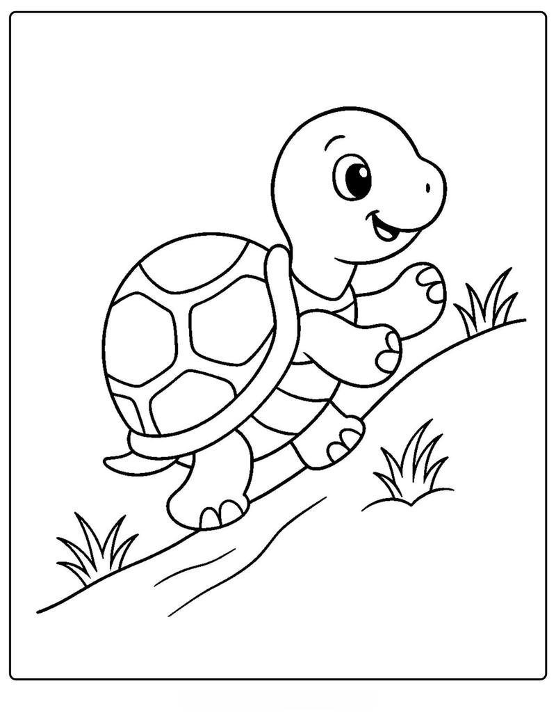 Tranh tô màu con rùa phong cách dễ thương cuốn hút