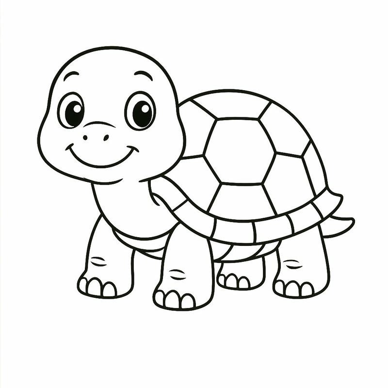 Tranh tô màu con rùa phong cách hoạt hình thân thiện