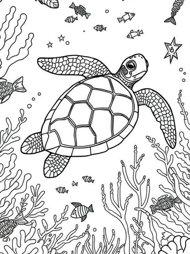 Tranh tô màu con rùa thiết kế gần gũi trẻ nhỏ