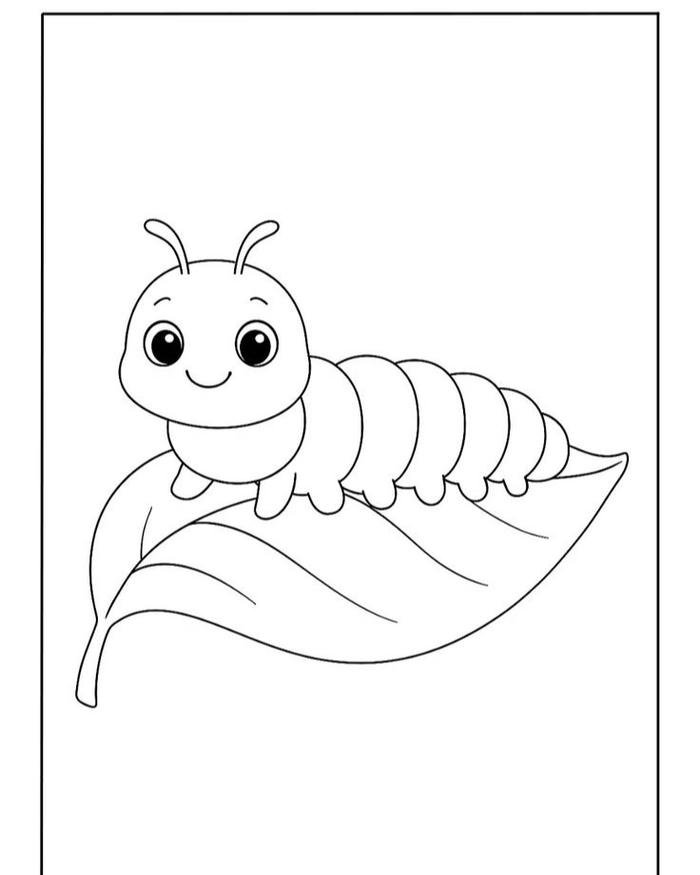 Tranh tô màu con sâu hình minh họa dễ nhìn