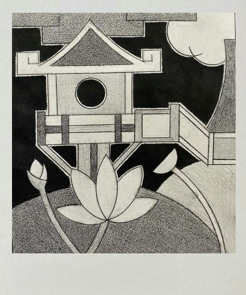 Tranh vẽ chùa một cột chi tiết tinh xảo đầy cảm xúc