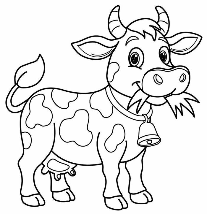 Tranh vẽ con bò tô màu nét rõ ràng