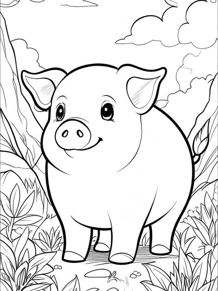 Tranh vẽ con heo dùng cho tập tô