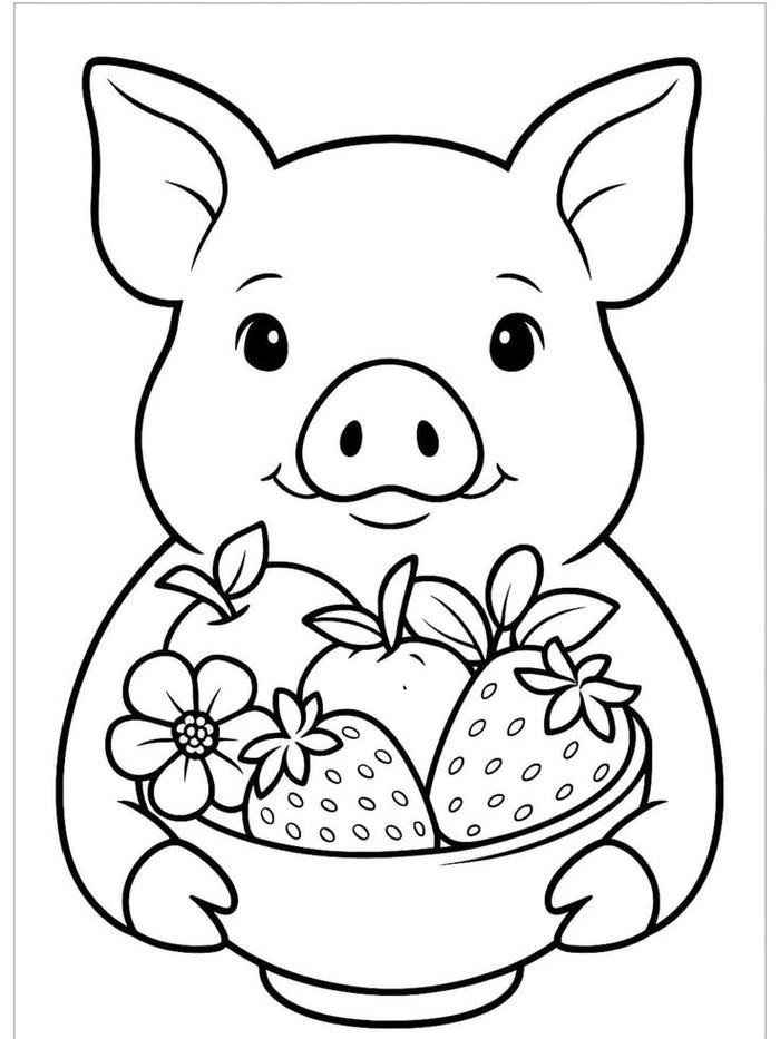 Tranh vẽ con heo dùng để tô màu dễ nhìn