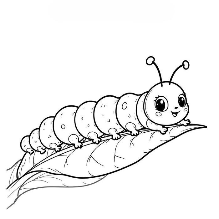 Tranh vẽ con sâu hình đơn giản cho tô màu