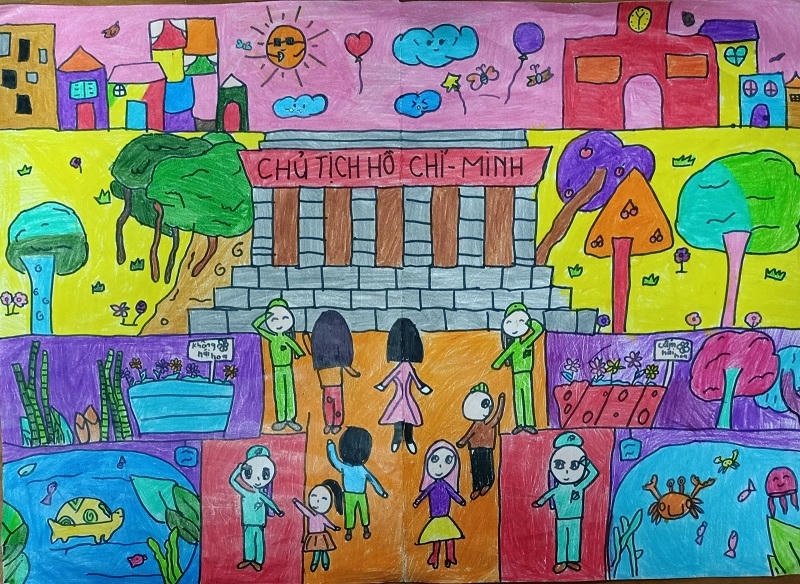 Tranh vẽ lăng bác ánh sáng hài hòa dễ nhìn