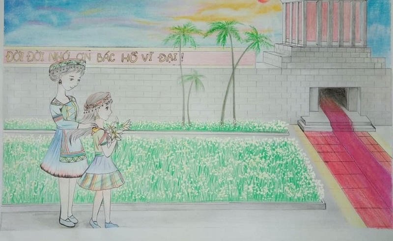 Tranh vẽ lăng bác chi tiết tinh xảo rõ nét