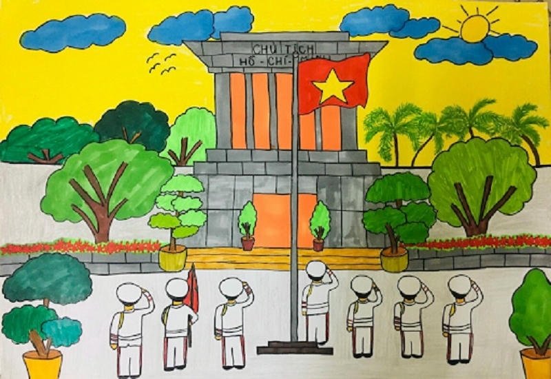 Tranh vẽ lăng bác hình khối vững chắc nổi bật