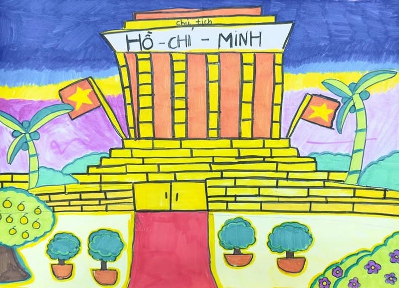 Tranh vẽ lăng bác nét vẽ mềm mại cuốn hút