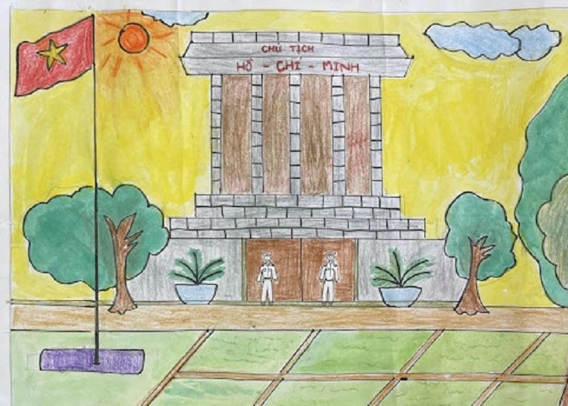 Tranh vẽ lăng bác phong cách tối giản tinh gọn