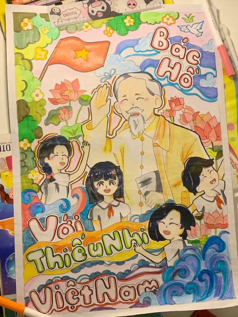 Vẽ tranh ngày quốc khánh chi tiết sinh động cuốn hút