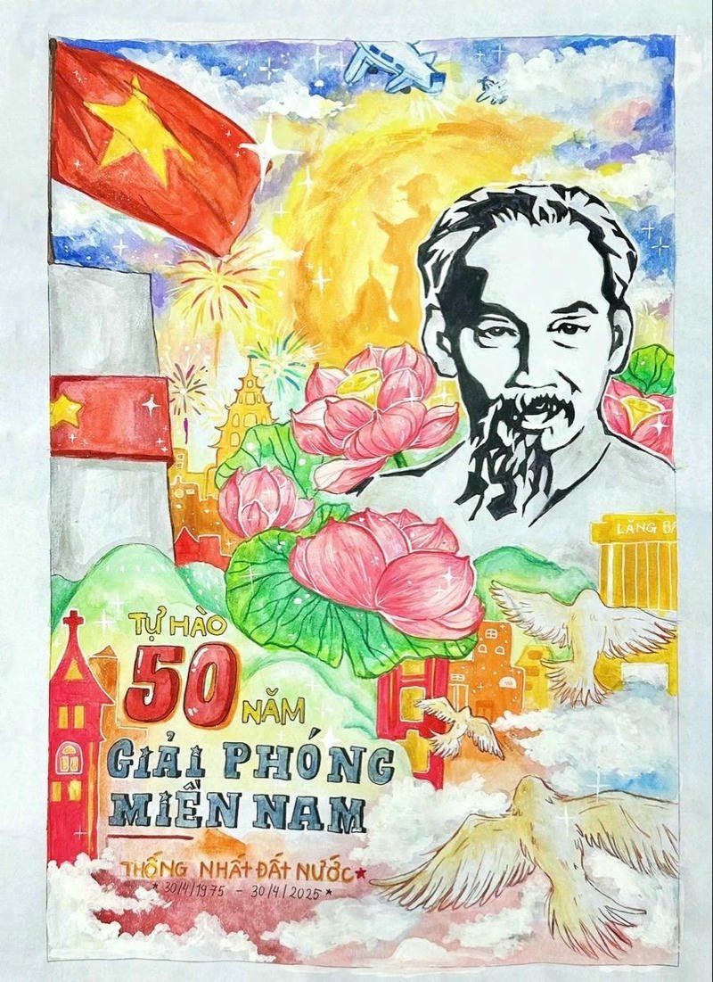 Vẽ tranh ngày quốc khánh chi tiết tinh xảo nổi bật