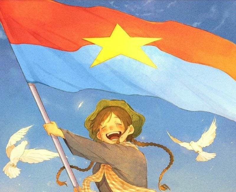 Vẽ tranh ngày quốc khánh màu sắc tươi sáng nổi bật