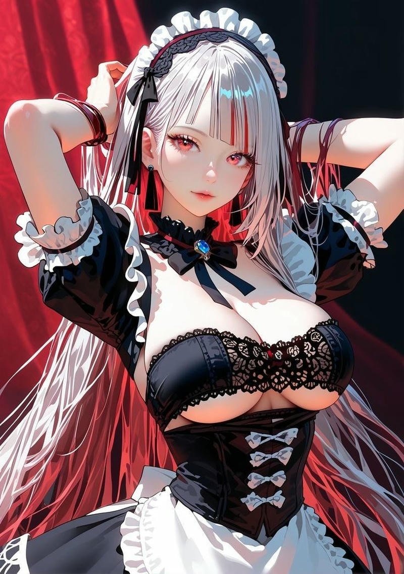 hình ảnh nhân vật nữ anime dáng đầy đặn với biểu cảm dễ thương