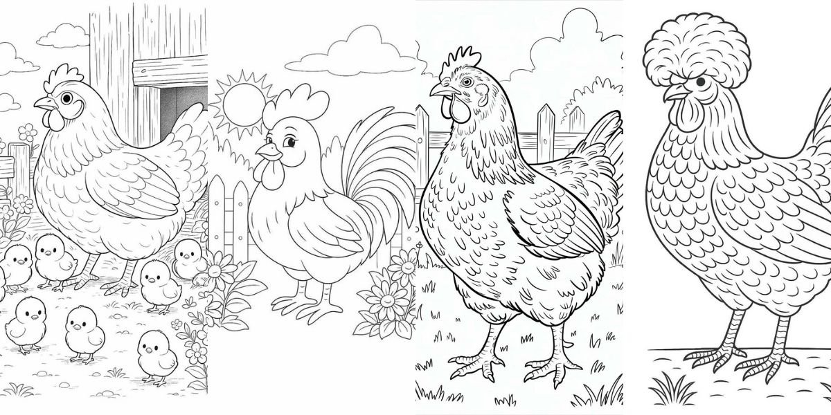 tranh tô màu con gà thumbnail