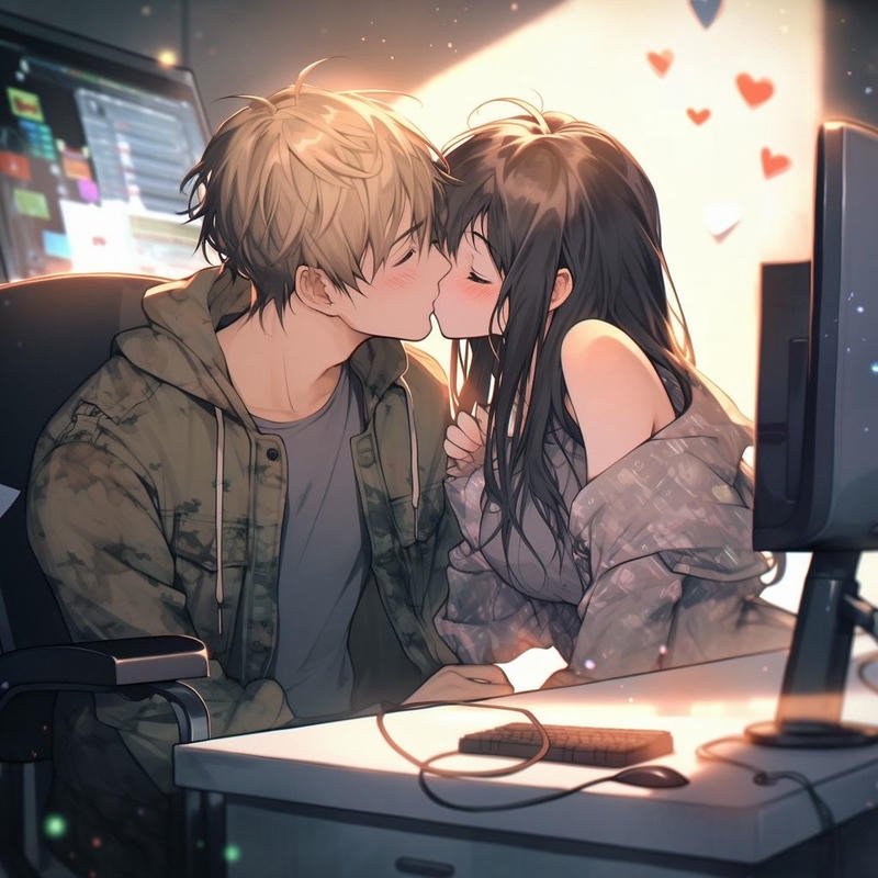 Ảnh anime hôn nhau cặp đôi áp sát nhau
