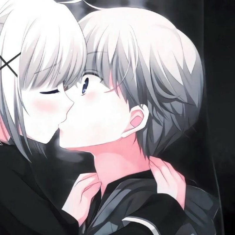 Ảnh anime hôn nhau đôi nam nữ cúi gần nhau tình cảm