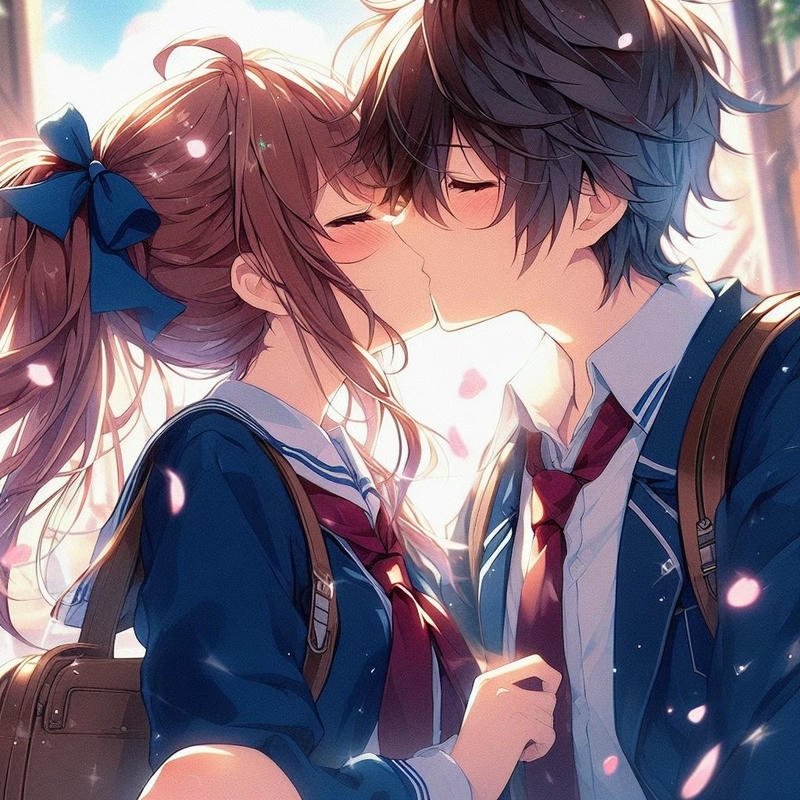 Ảnh anime hôn nhau đôi nhân vật trao nụ hôn
