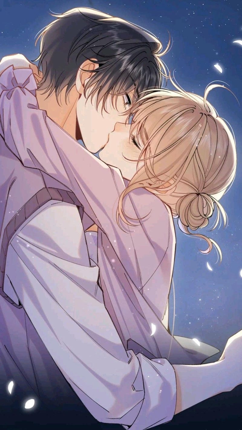 Ảnh anime hôn nhau hai nhân vật đứng gần trao nụ hôn