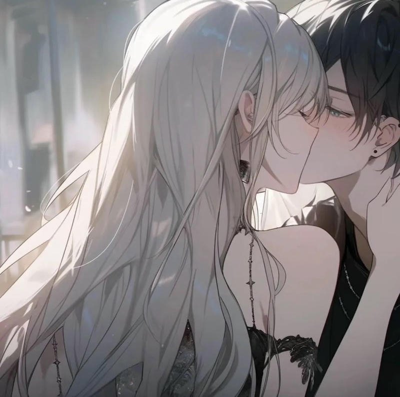 Ảnh anime hôn nhau khoảnh khắc chạm môi giữa hai người