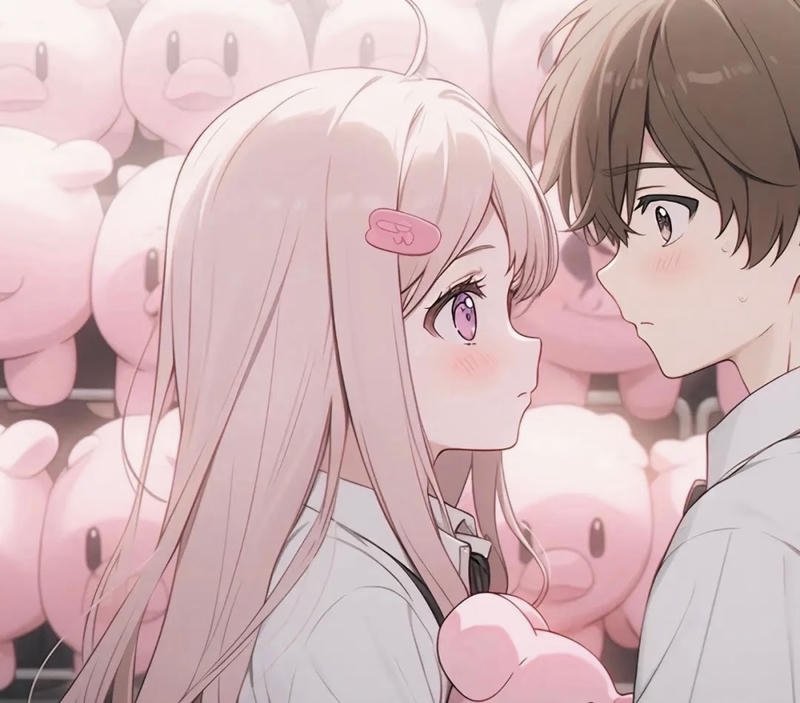 Ảnh avatar đôi anime cặp nhân vật nhìn về cùng hướng