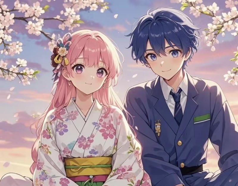 Ảnh avatar đôi anime hai người đứng cạnh nhau