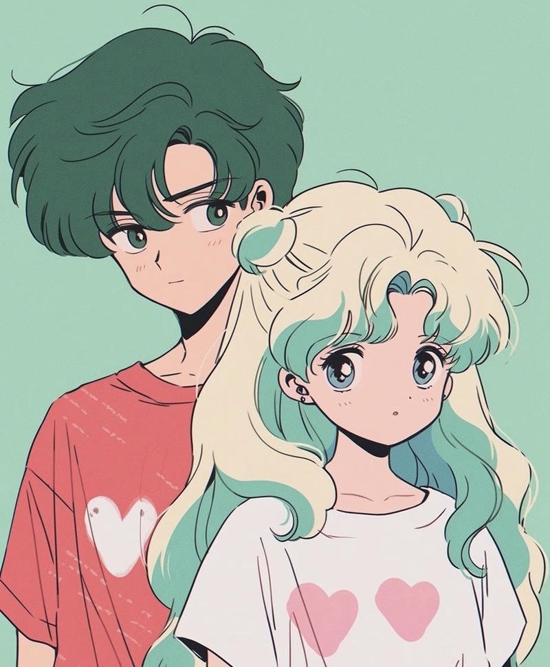 Ảnh avatar đôi anime hai nhân vật đứng gần