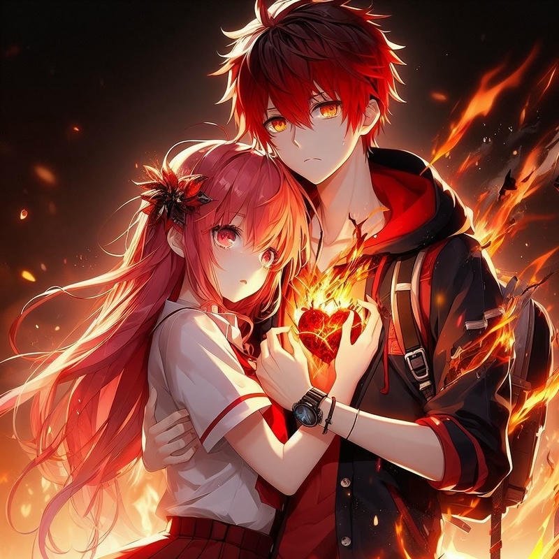 Ảnh avatar đôi anime ngầu cặp đôi đứng cạnh nhau với ánh mắt lạnh