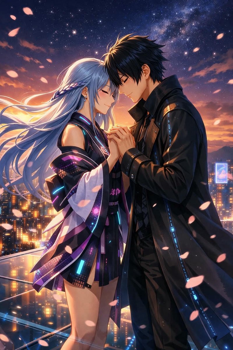 Ảnh avatar đôi anime ngầu cặp đôi đứng gần