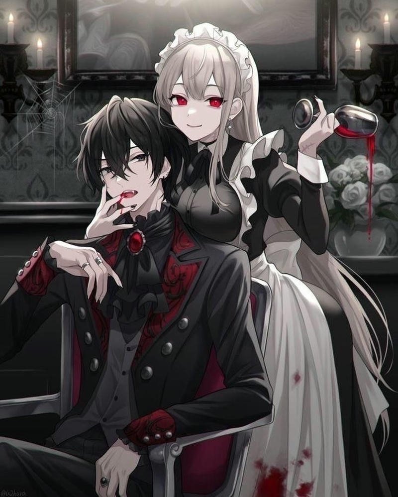 Ảnh avatar đôi anime ngầu cặp nam nữ ánh nhìn sắc lạnh