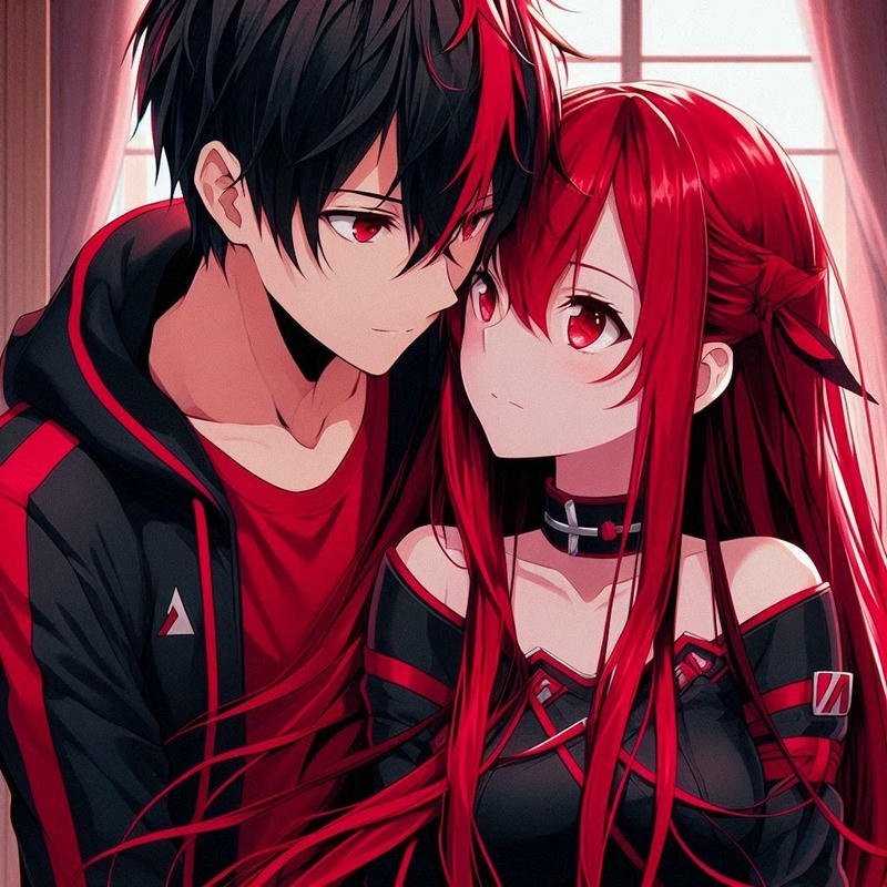 Ảnh avatar đôi anime ngầu đôi nhân vật với tông màu tối