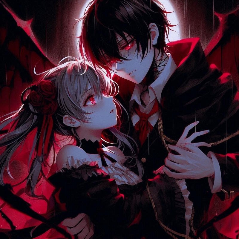 Ảnh avatar đôi anime ngầu hai nhân vật trong khung hình mạnh mẽ