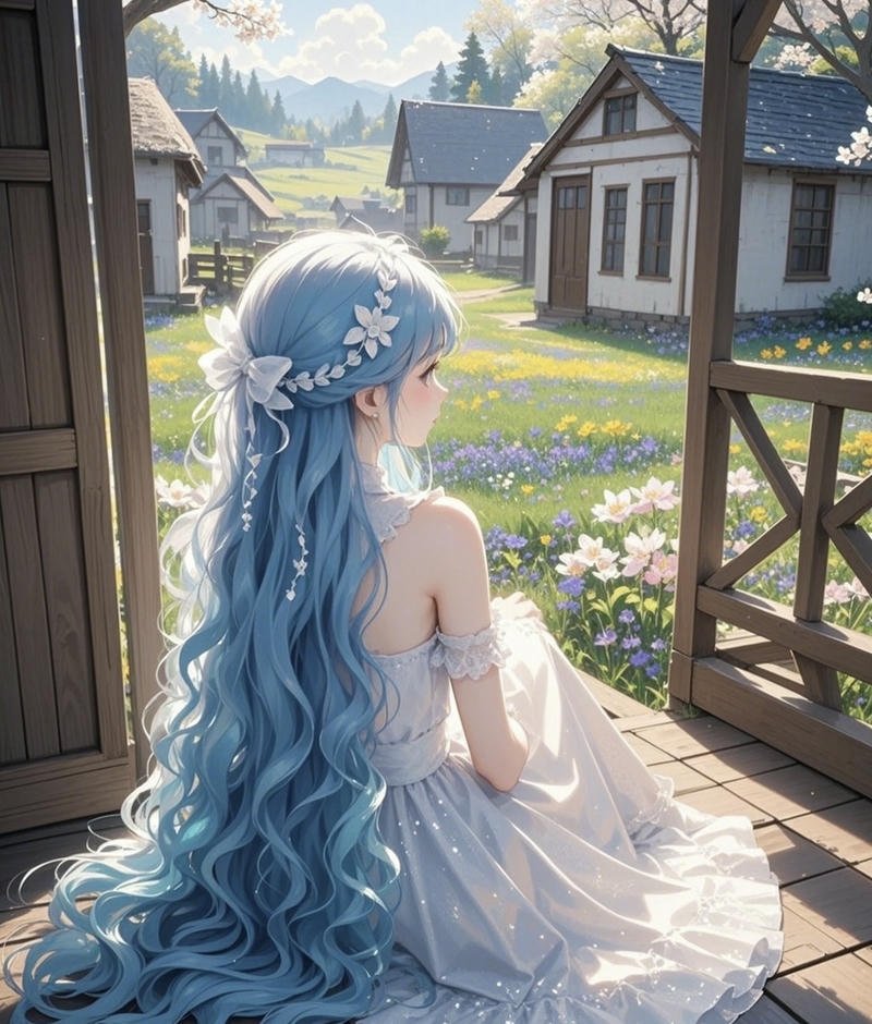 Ảnh cô gái quay lưng anime bóng dáng nhỏ phía xa