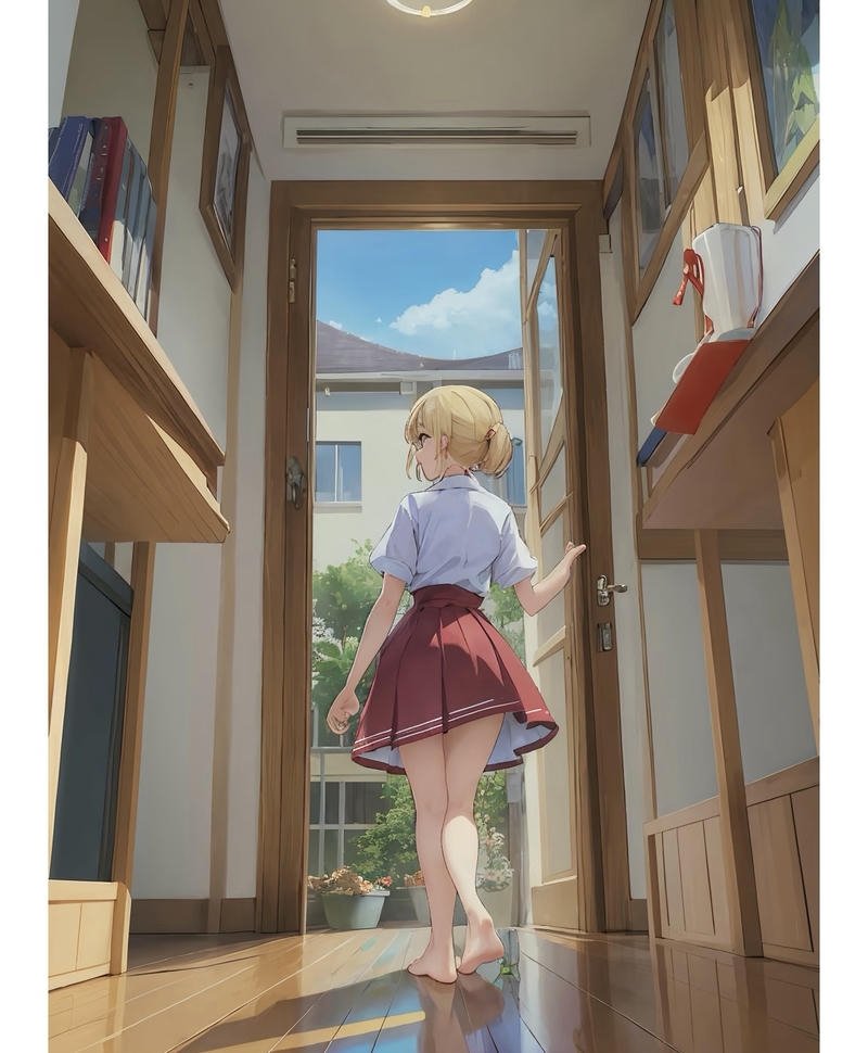 Ảnh cô gái quay lưng anime đứng trước ban công