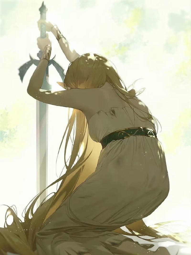 Ảnh cô gái quay lưng anime mái tóc vàng buông dài