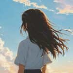 Ảnh cô gái quay lưng anime nhìn ra cảnh xa