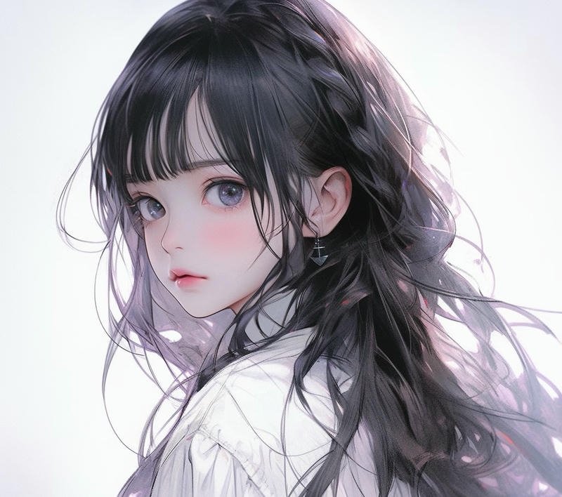 Cô gái anime tóc dài bay nhẹ làm ảnh đại diện