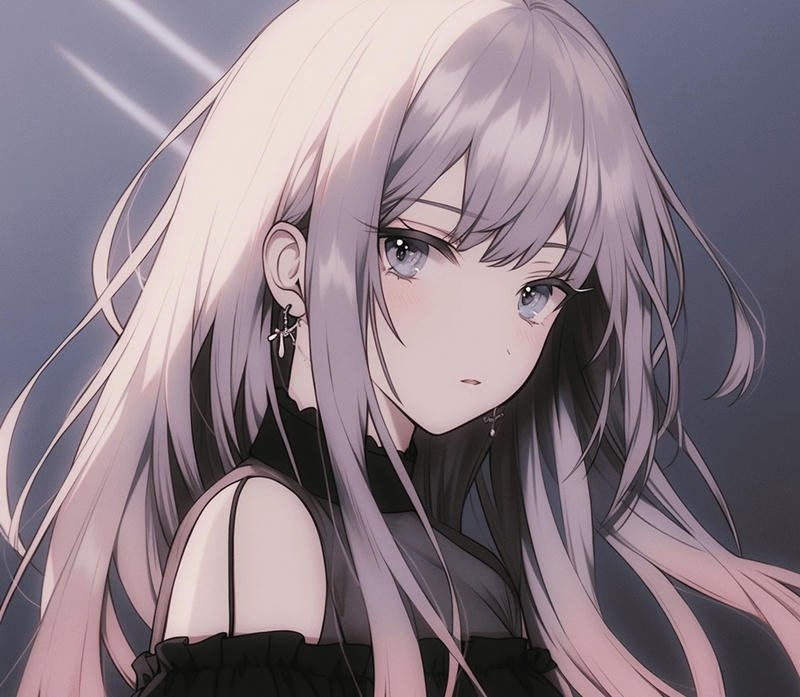 Cô gái anime tóc dài dễ thương làm avatar anime nữ