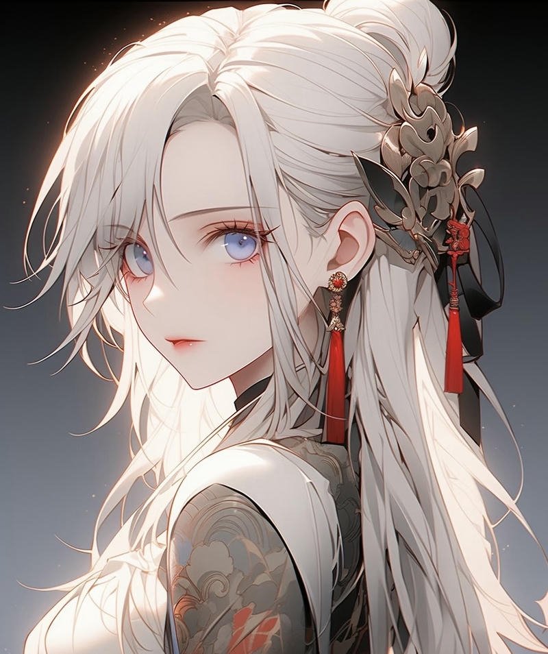 Cô gái anime tóc trắng dịu dàng làm avatar