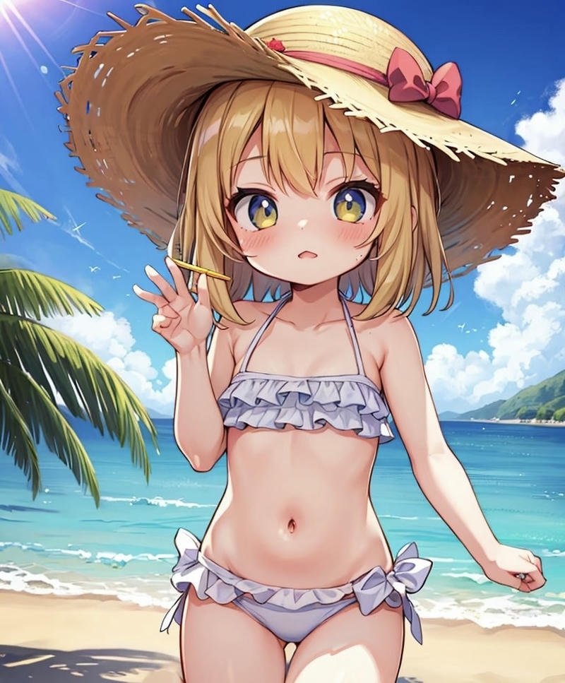 Gái anime mặc bikini phong cách đơn giản tinh tế