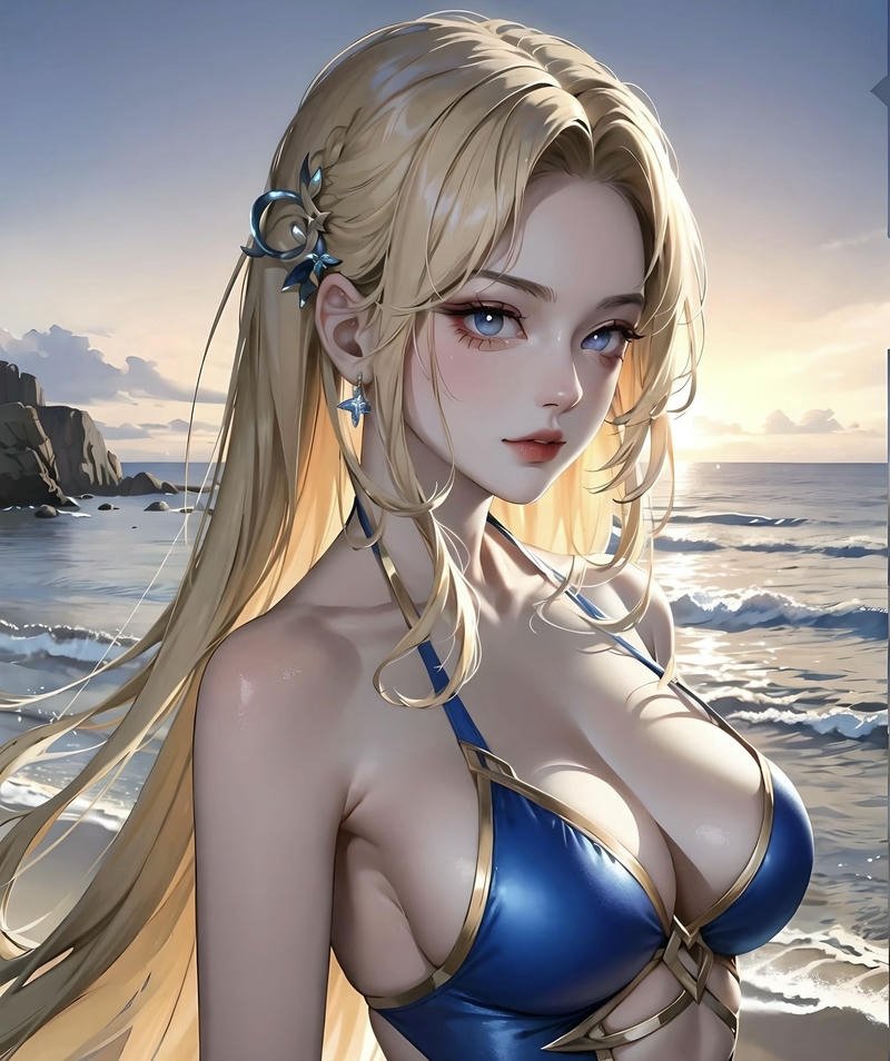 Gái anime mặc bikini tạo dáng tự nhiên cuốn hút