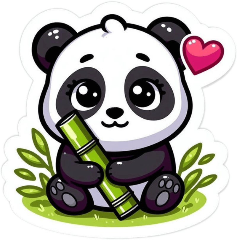Gấu trúc dễ thương xuất hiện trong sticker gấu trúc sinh động