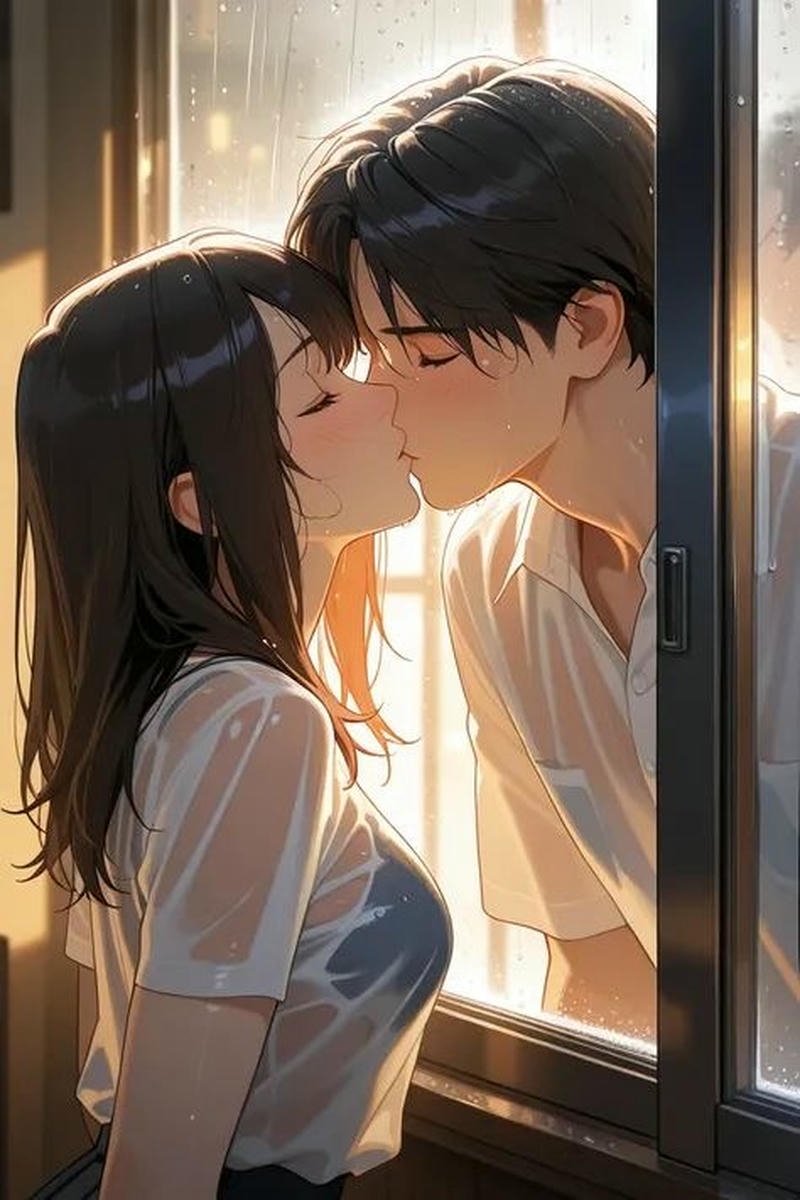 Hình ảnh anime hôn nhau cặp đôi đứng gần nhau