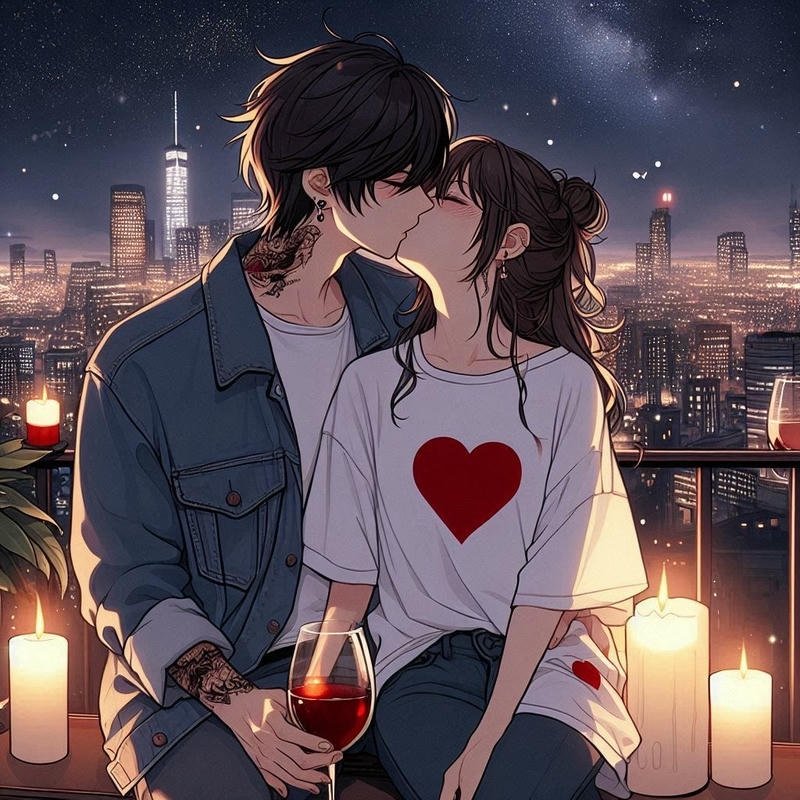Hình ảnh anime hôn nhau cặp đôi trong giây phút