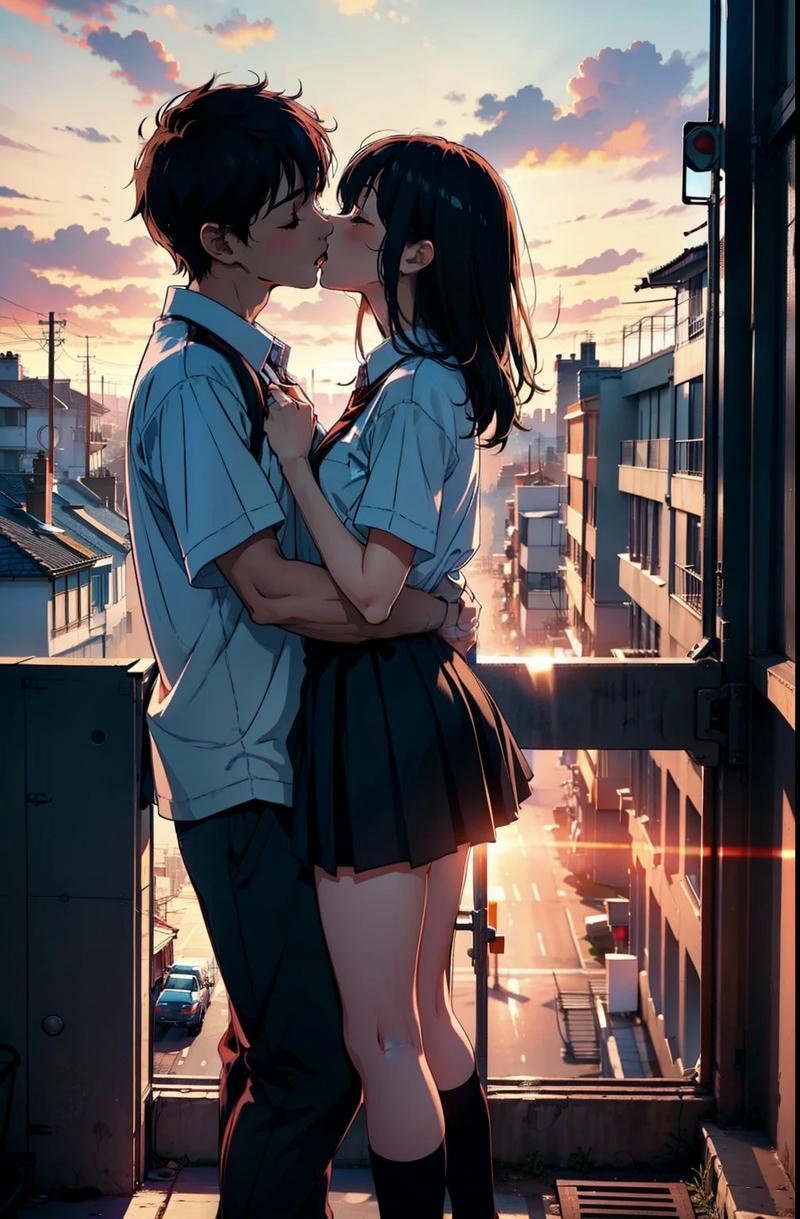 Hình ảnh anime hôn nhau khoảnh khắc tình cảm