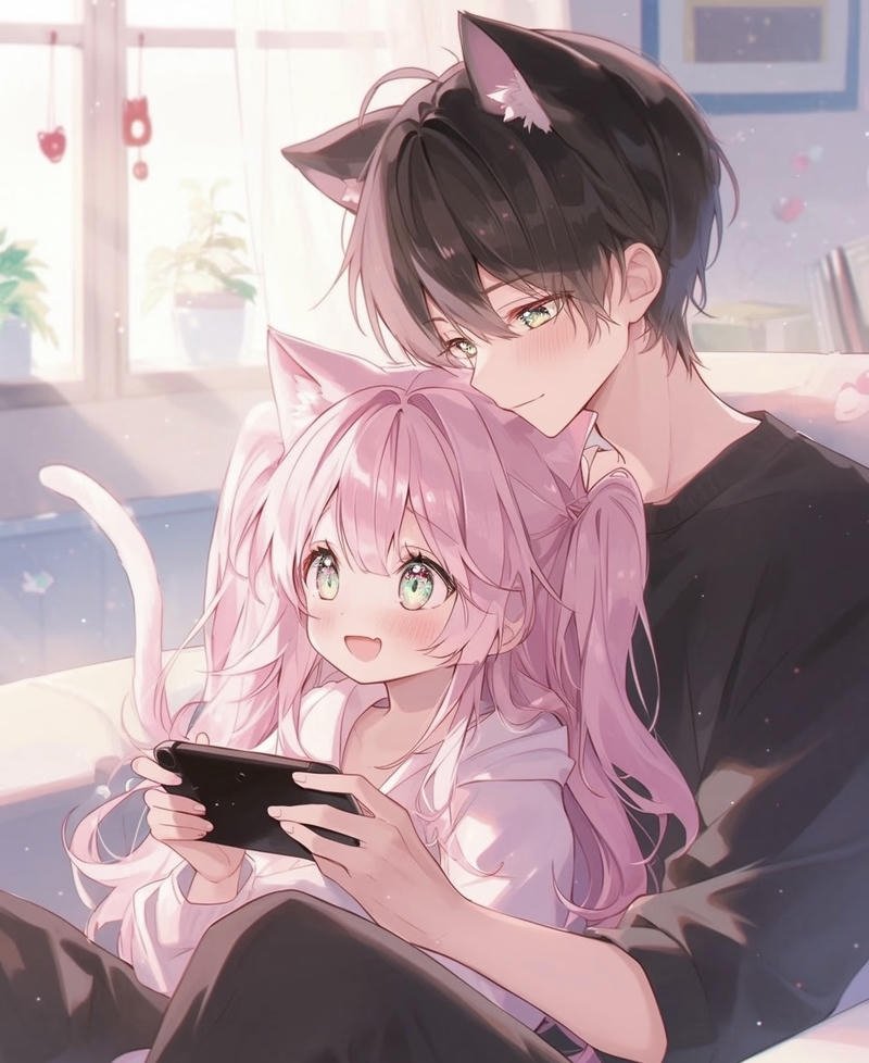 Hình ảnh avatar đôi anime đôi nam nữ đứng cạnh