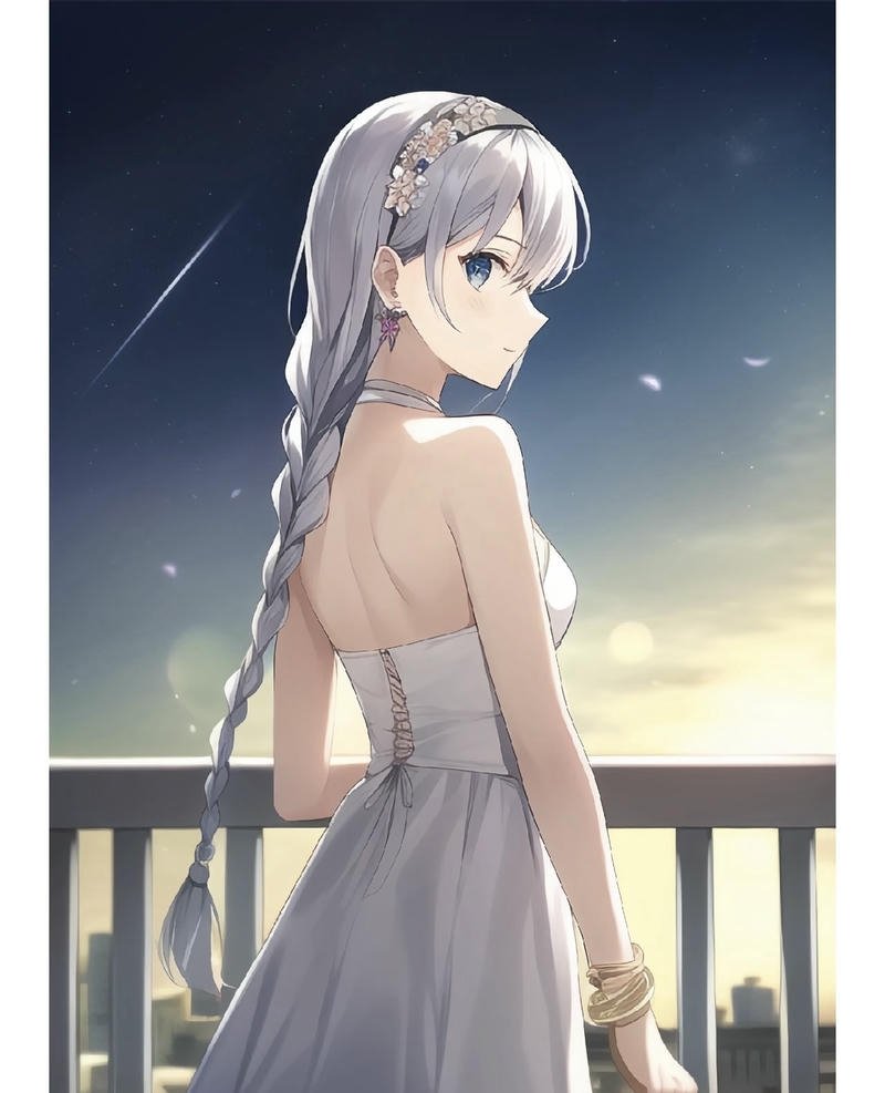 Hình ảnh cô gái quay lưng anime cô gái tóc dài phía sau