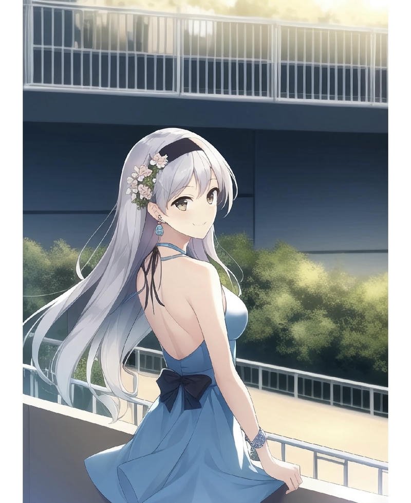 Hình ảnh cô gái quay lưng anime nhân vật nữ đứng phía sau