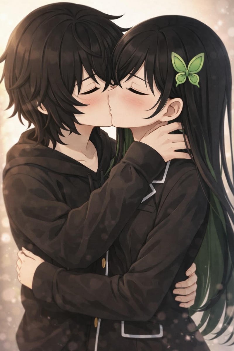 Hình anime hôn nhau cặp đôi đứng gần nhau